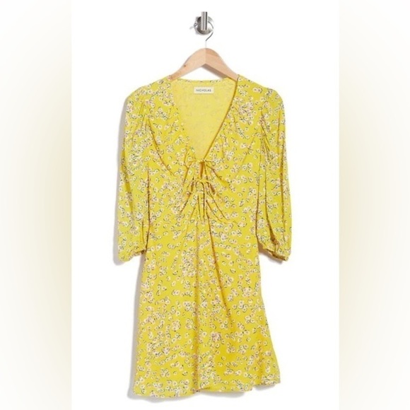 Nicholas Danni Floral Front Tie Mini Dress - Picture 1 of 8